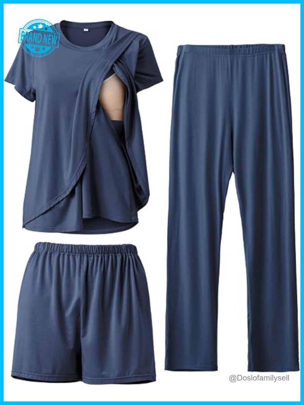 3 Piece Nursing Pajama Set Maternity Breastfeeding Sleepwear Loungewear